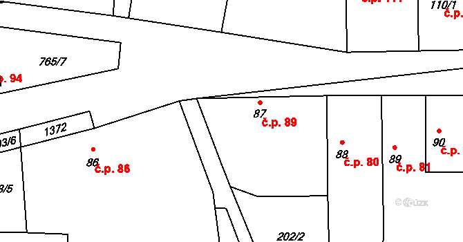 Krpy 89, Kropáčova Vrutice na parcele st. 87 v KÚ Krpy, Katastrální mapa