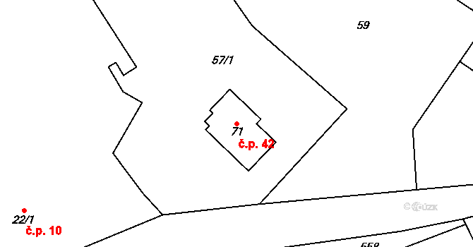 Drahotice 42, Chocnějovice na parcele st. 71 v KÚ Drahotice, Katastrální mapa