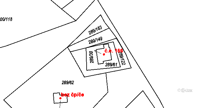 Milná 166, Frymburk na parcele st. 289/30 v KÚ Frymburk, Katastrální mapa