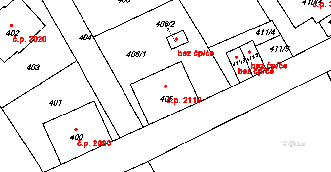 Varnsdorf 2110 na parcele st. 405 v KÚ Varnsdorf, Katastrální mapa