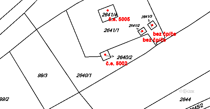 Předměstí 5002, Litoměřice na parcele st. 2640/2 v KÚ Litoměřice, Katastrální mapa