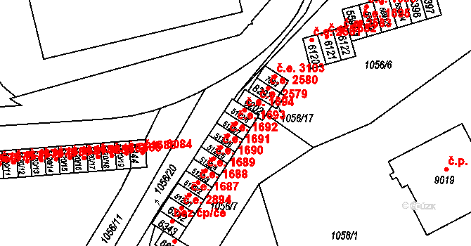 Zlín 1693 na parcele st. 5122/7 v KÚ Zlín, Katastrální mapa