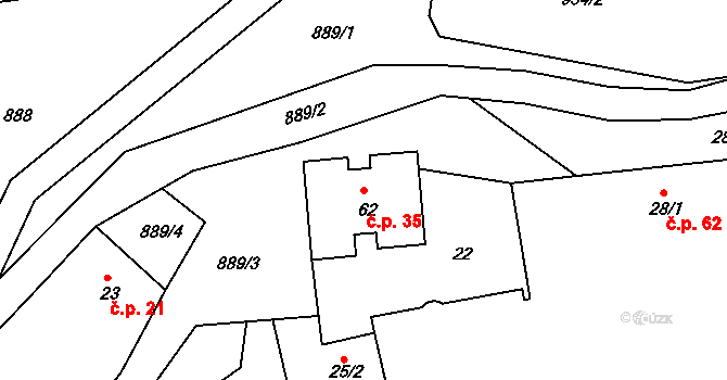 Jablonná 35, Neveklov na parcele st. 62 v KÚ Jablonná nad Vltavou, Katastrální mapa