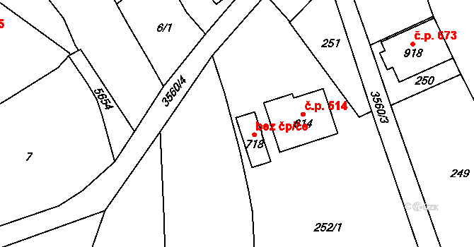 Lysice 39811492 na parcele st. 718 v KÚ Lysice, Katastrální mapa