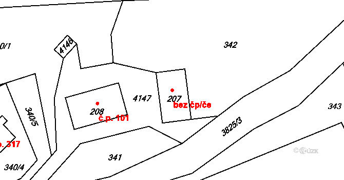 Bukovec 40174492 na parcele st. 207 v KÚ Bukovec u Jablunkova, Katastrální mapa