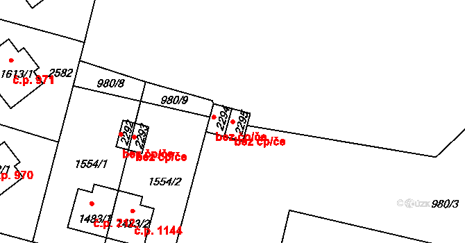 Přeštice 40909492 na parcele st. 2295 v KÚ Přeštice, Katastrální mapa
