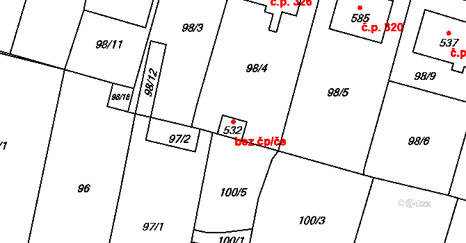 Hrabětice 40967492 na parcele st. 532 v KÚ Hrabětice, Katastrální mapa