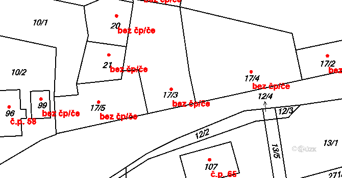 Habří 42888492 na parcele st. 17/3 v KÚ Habří u Lipí, Katastrální mapa