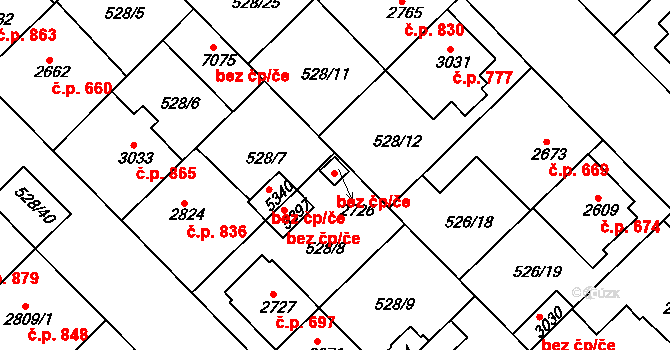 Třebíč 44132492 na parcele st. 2726 v KÚ Třebíč, Katastrální mapa