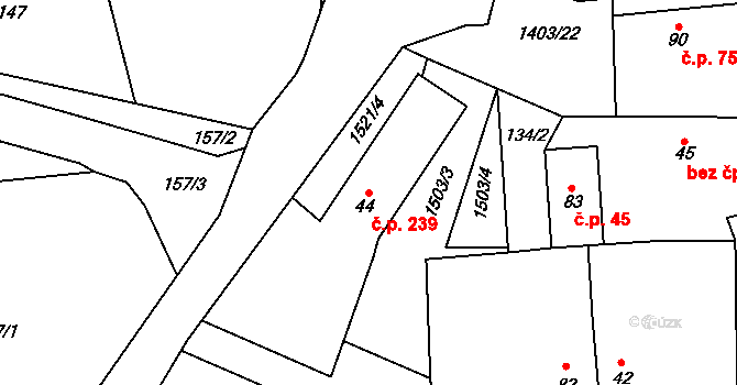 Pičín 239 na parcele st. 44 v KÚ Pičín, Katastrální mapa