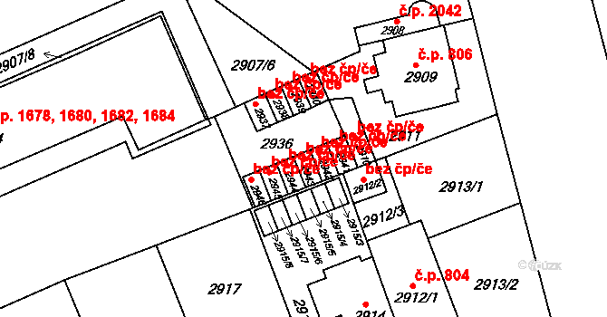 Brno 45550492 na parcele st. 2943 v KÚ Černá Pole, Katastrální mapa