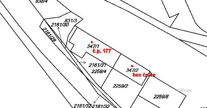 Borová 46568492 na parcele st. 347/1 v KÚ Borová u Poličky, Katastrální mapa
