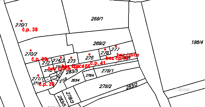Uhřičice 49010492 na parcele st. 276 v KÚ Uhřičice, Katastrální mapa