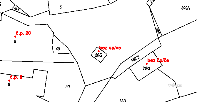 Bolešiny 49942492 na parcele st. 20/2 v KÚ Slavošovice u Klatov, Katastrální mapa