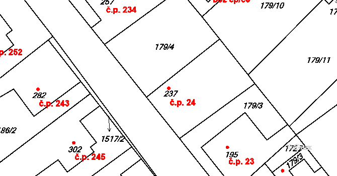 Rosice 24 na parcele st. 237 v KÚ Rosice u Chrasti, Katastrální mapa