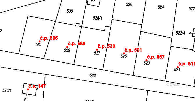 Nýřany 530 na parcele st. 527 v KÚ Nýřany, Katastrální mapa
