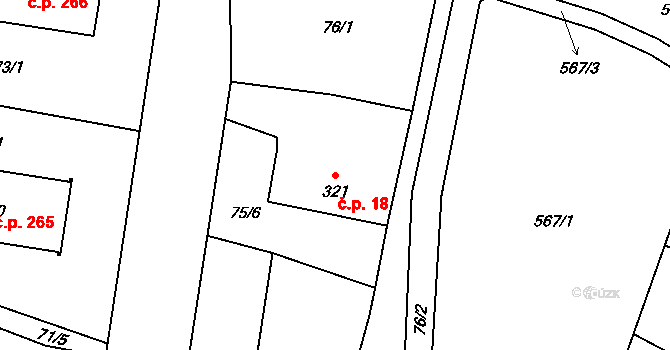 Mirovice 18 na parcele st. 321 v KÚ Mirovice, Katastrální mapa