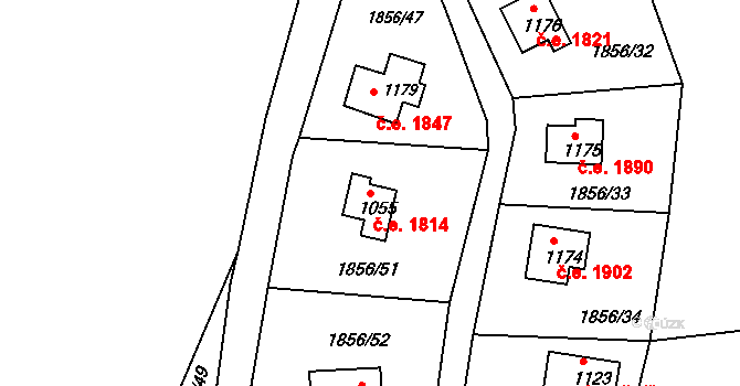 Konopáč 1814, Heřmanův Městec na parcele st. 1055 v KÚ Heřmanův Městec, Katastrální mapa