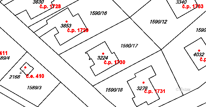 Náchod 1730 na parcele st. 3224 v KÚ Náchod, Katastrální mapa