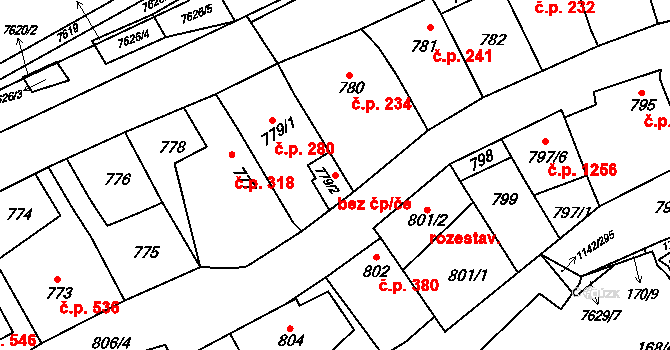 Brno 79484492 na parcele st. 779/2 v KÚ Bystrc, Katastrální mapa