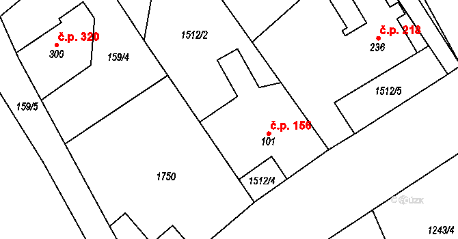 Libhošť 156 na parcele st. 101 v KÚ Libhošť, Katastrální mapa