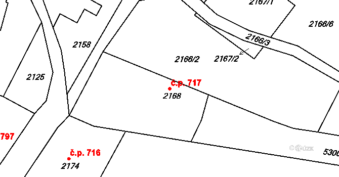 Rychnov nad Kněžnou 717 na parcele st. 2168 v KÚ Rychnov nad Kněžnou, Katastrální mapa