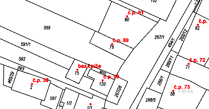 Hrochov 89, Lipová na parcele st. 76 v KÚ Hrochov, Katastrální mapa