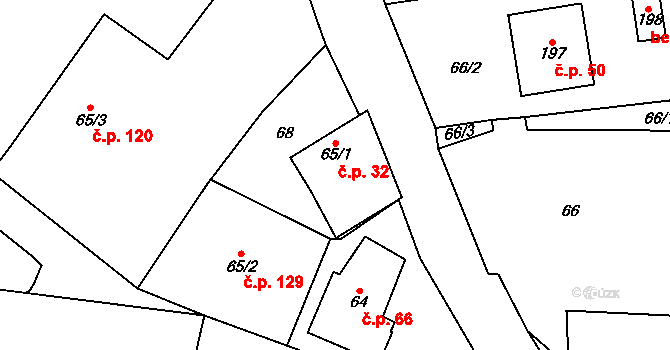 Šubířov 32 na parcele st. 65/1 v KÚ Šubířov, Katastrální mapa