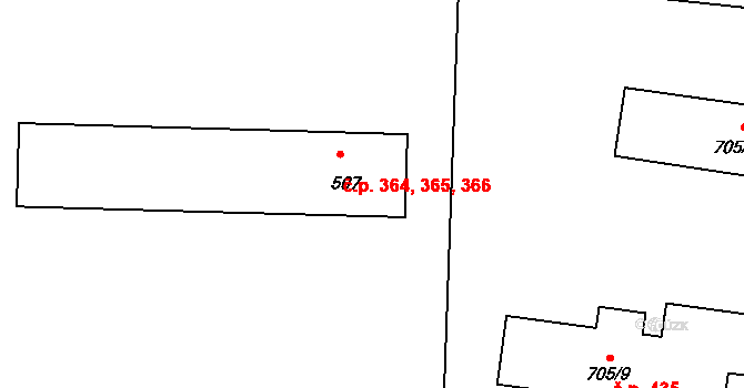 Stochov 364,365,366 na parcele st. 507 v KÚ Stochov, Katastrální mapa