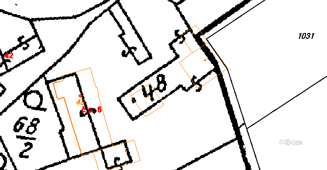 Úmonín 6 na parcele st. 48 v KÚ Úmonín, Katastrální mapa