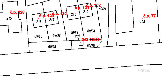 Kosmonosy 115889493 na parcele st. 207 v KÚ Horní Stakory, Katastrální mapa