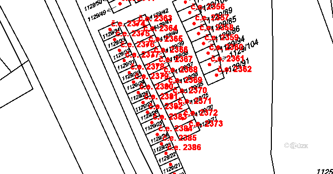 Jihlava 2369 na parcele st. 1129/36 v KÚ Jihlava, Katastrální mapa