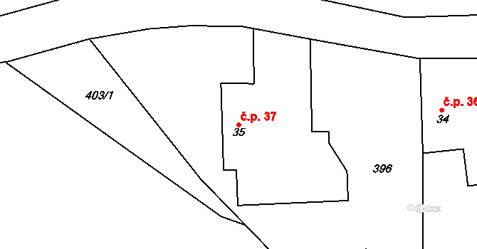 Drahotice 37, Chocnějovice na parcele st. 35 v KÚ Drahotice, Katastrální mapa