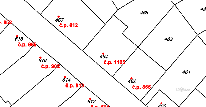 Mistřín 1105, Svatobořice-Mistřín na parcele st. 464 v KÚ Mistřín, Katastrální mapa
