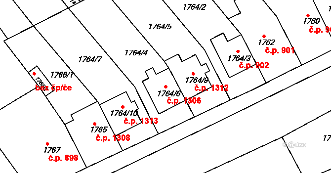 Slavíkovice 1306, Rousínov na parcele st. 1764/6 v KÚ Rousínov u Vyškova, Katastrální mapa