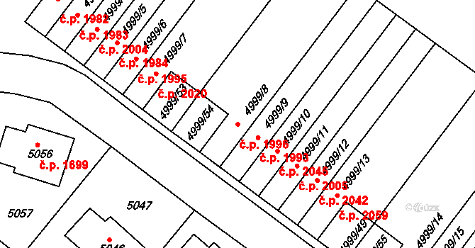 Pod Bezručovým vrchem 1996, Krnov na parcele st. 4999/8 v KÚ Krnov-Horní Předměstí, Katastrální mapa