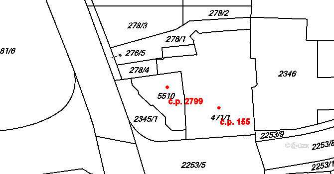 Šumperk 2799 na parcele st. 5510 v KÚ Šumperk, Katastrální mapa