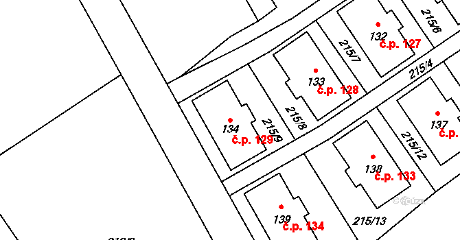 Dolní Suchá 129, Hrádek nad Nisou na parcele st. 134 v KÚ Dolní Suchá u Chotyně, Katastrální mapa