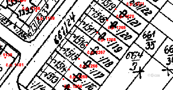 Lanžhot 1267 na parcele st. 1516 v KÚ Lanžhot, Katastrální mapa