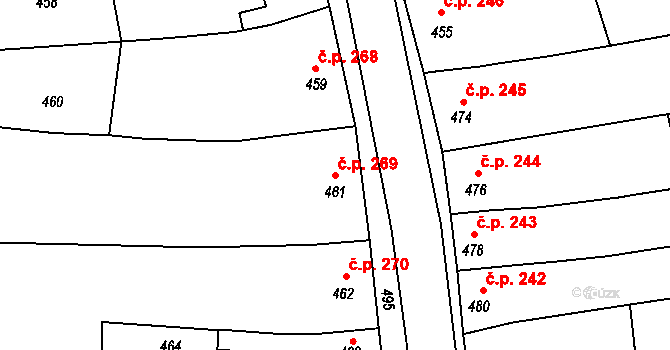 Rakodavy 269, Věrovany na parcele st. 461 v KÚ Věrovany, Katastrální mapa