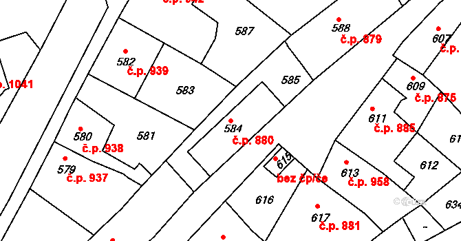 Hořovice 880 na parcele st. 584 v KÚ Velká Víska, Katastrální mapa