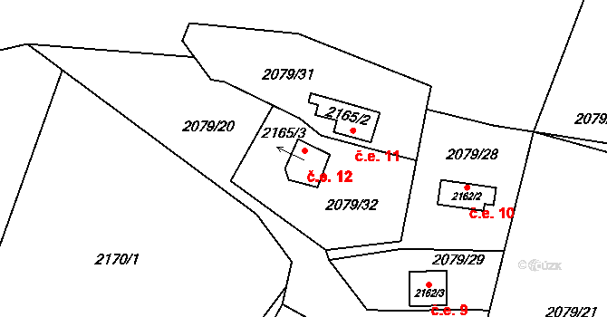 Zahorčice 12, Boršov nad Vltavou na parcele st. 2165/3 v KÚ Zahorčice u Vrábče, Katastrální mapa