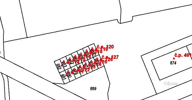 Miřetice u Klášterce nad Ohří 120, Klášterec nad Ohří na parcele st. 888 v KÚ Miřetice u Klášterce nad Ohří, Katastrální mapa