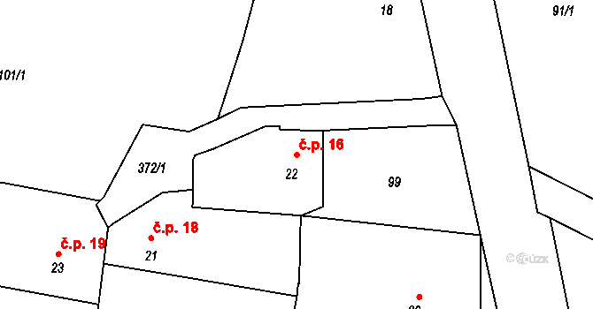 Senkov 16, Zbrašín na parcele st. 22 v KÚ Senkov, Katastrální mapa