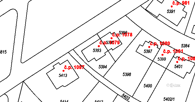 Záběhlice 1079, Praha na parcele st. 5393 v KÚ Záběhlice, Katastrální mapa