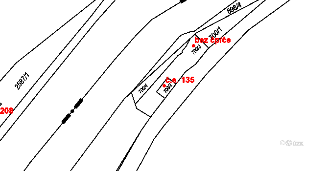 Kanice 135 na parcele st. 700/2 v KÚ Kanice, Katastrální mapa