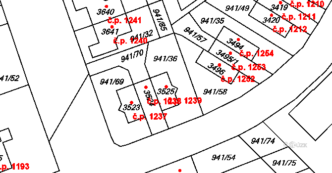 Sušice II 1239, Sušice na parcele st. 3525 v KÚ Sušice nad Otavou, Katastrální mapa