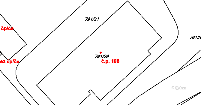 Meclov 188 na parcele st. 791/29 v KÚ Březí u Meclova, Katastrální mapa