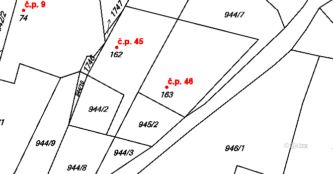 Karlov-Nepomuk 46, Dražíč na parcele st. 163 v KÚ Dražíč, Katastrální mapa