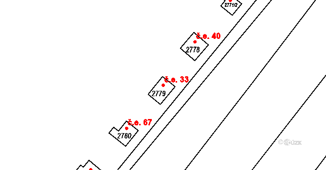 Jemnice 33 na parcele st. 2779 v KÚ Jemnice, Katastrální mapa